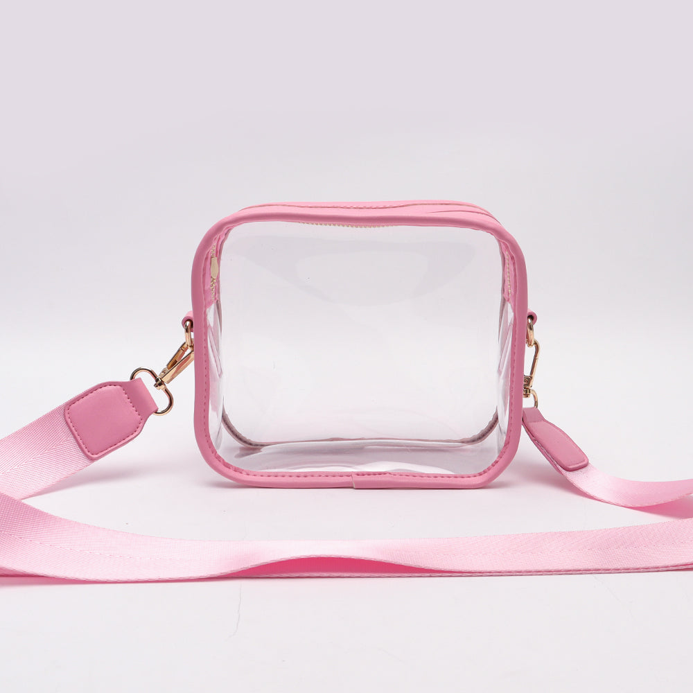 Backper Lyra Clear PVC Stadium Crossbody Sling — Pink