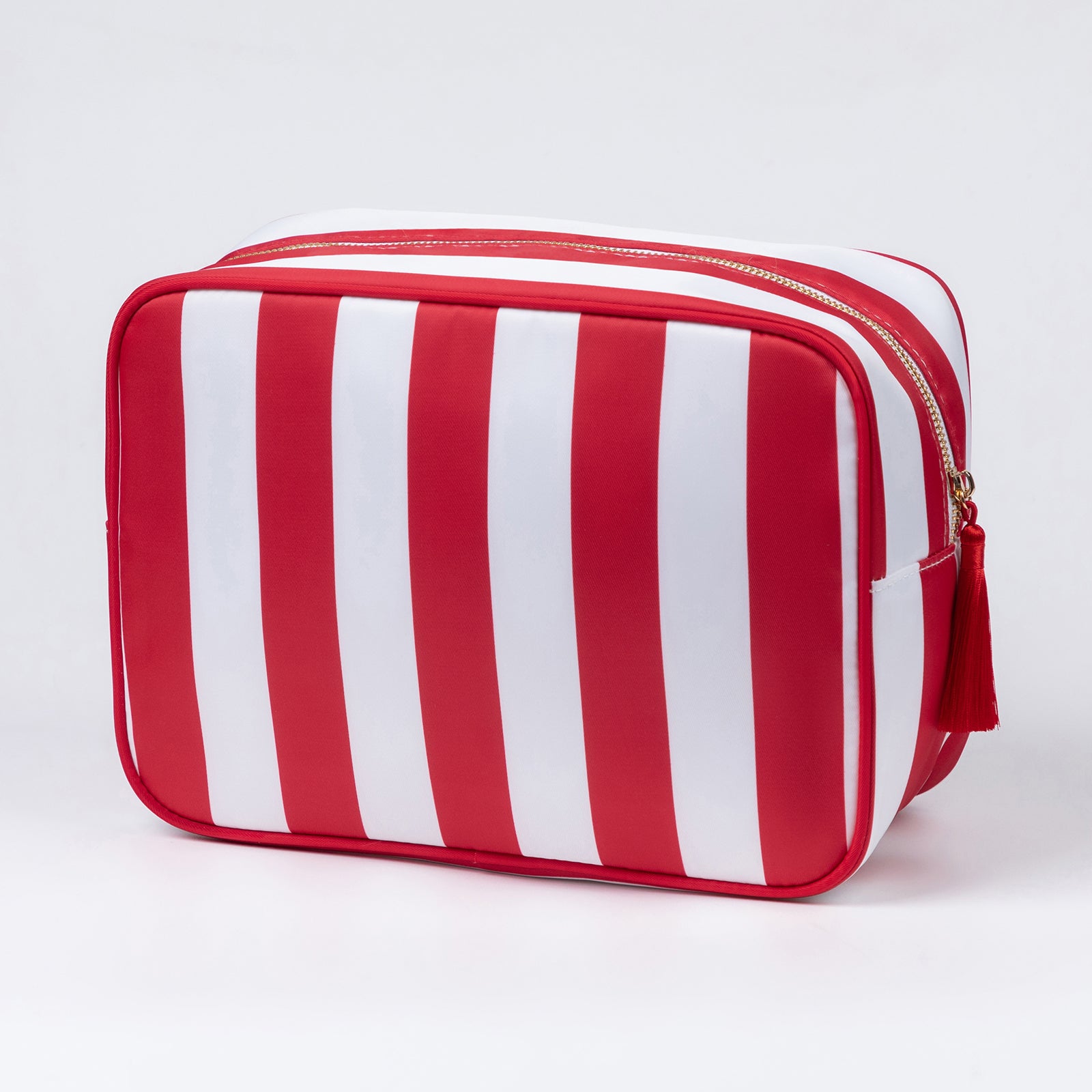 Backper Electra XL Striped Storage & Cosmetic Bag — Christmas Red