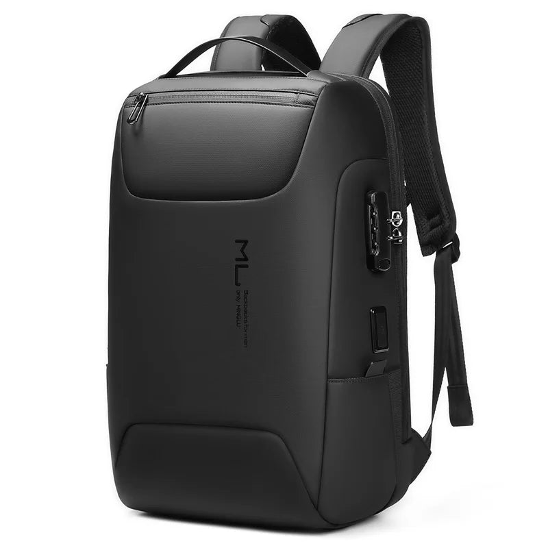 Mingao 22087 Anti-Theft USB College Laptop Backpack - Black