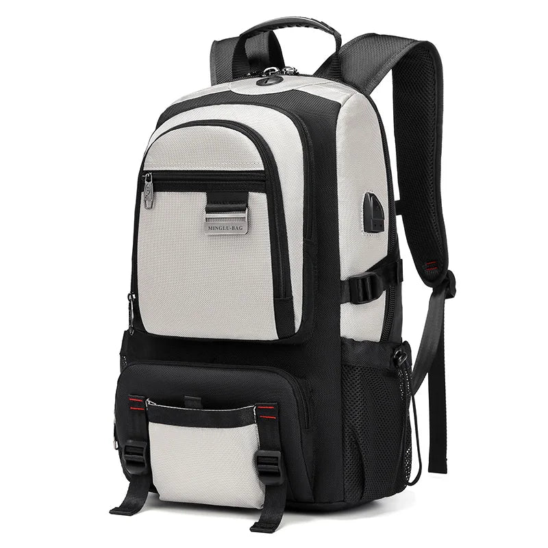 Mingao 9109XL USB Outdoor Travel Laptop Backpack - White