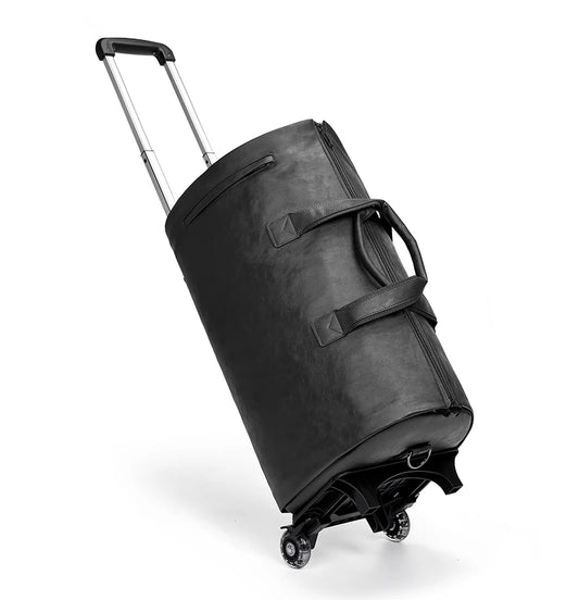 Mingao 209-0 PU Leather Wheeled Garment Travel Duffle Bag