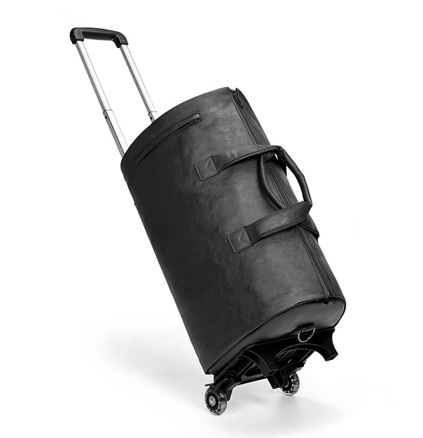 Mingao 209-0 PU Leather Wheeled Garment Travel Duffle Bag