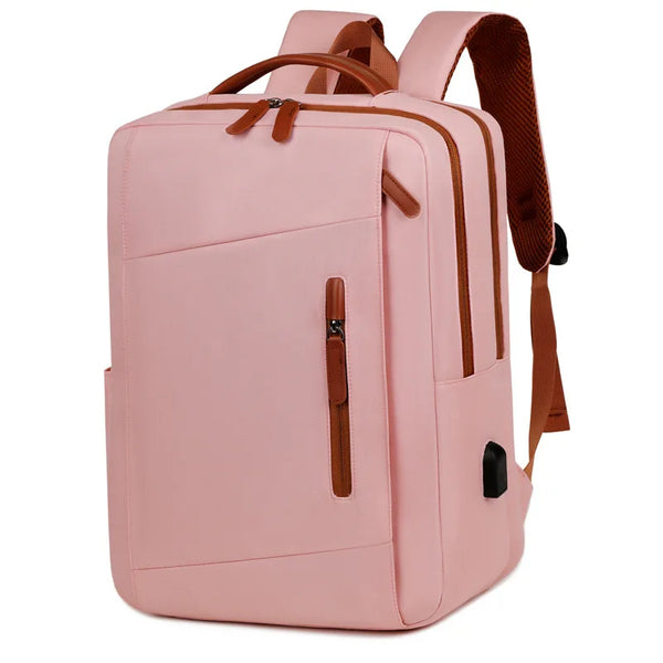 Megaclite business travel laptop backpack in pink, front view