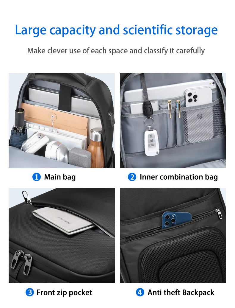 Mingao 1083 USB Anti-Theft Waterproof Travel Laptop Backpack - detail 4