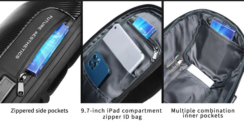 Mingao 22085-P Carbon Fiber Waterproof Crossbody Sling Bag - detail 5