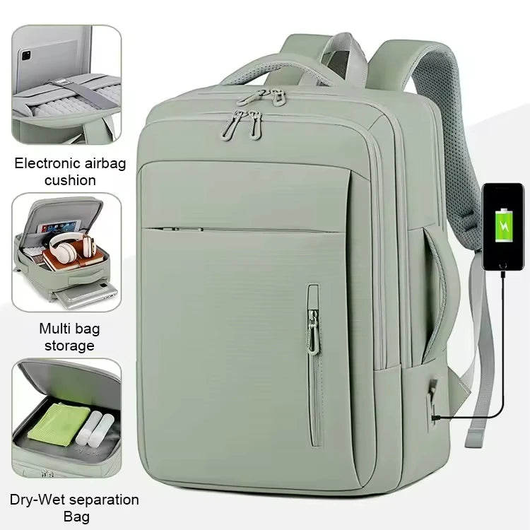 Keman KMMTS218-2 Expandable Business Waterproof Laptop Backpack with USB 3