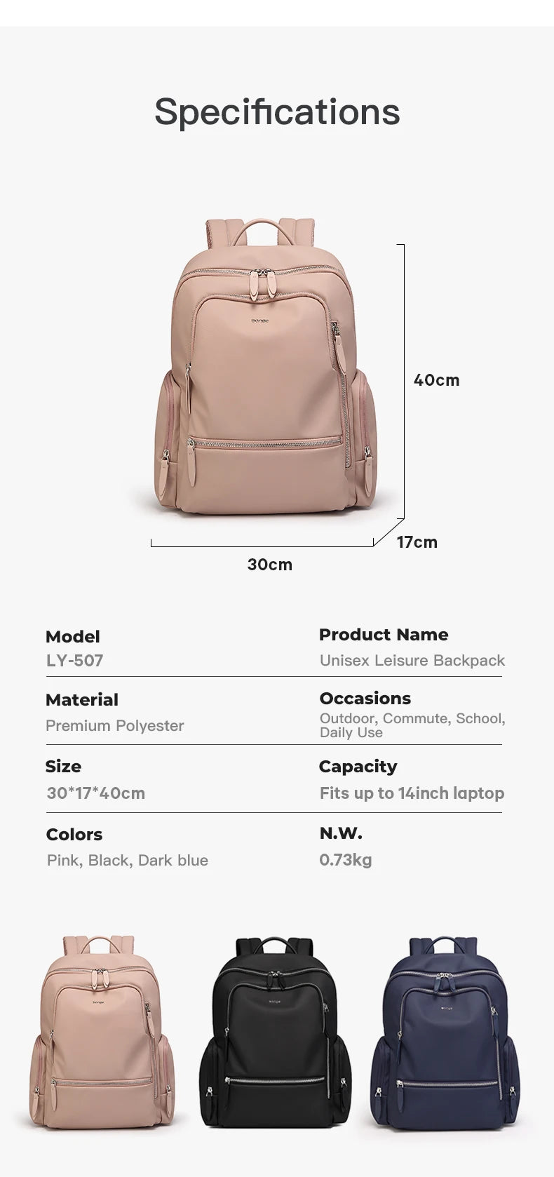Bange LY507 Celeste Women's Laptop Backpack - Product Highlight