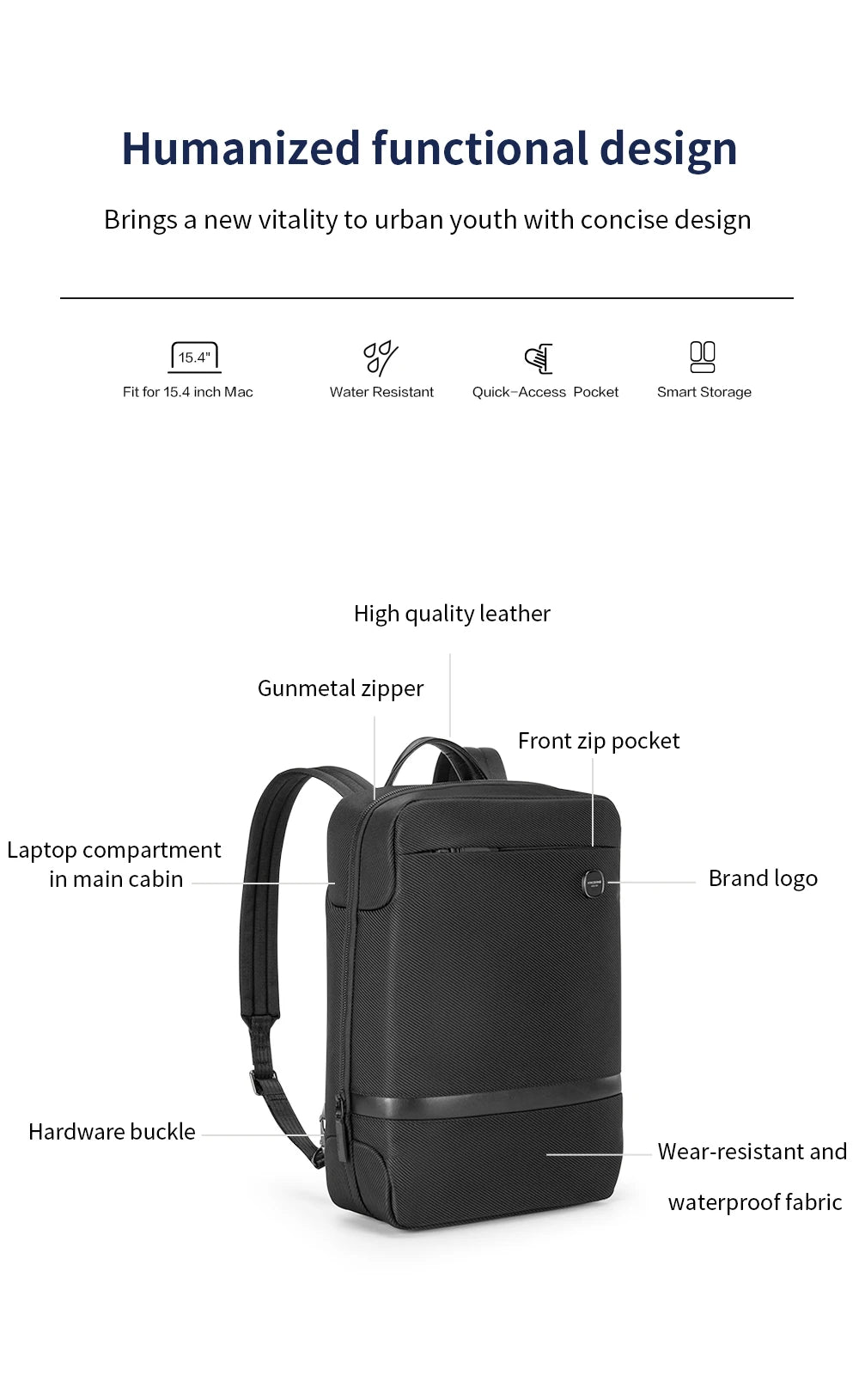 Kingsons KS3265W 14" USB Business Laptop Backpack