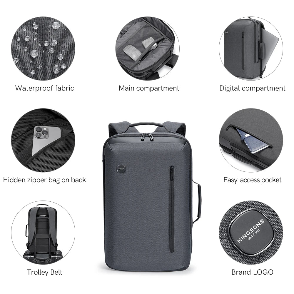 Kingsons waterproof travel backpack — interior compartment