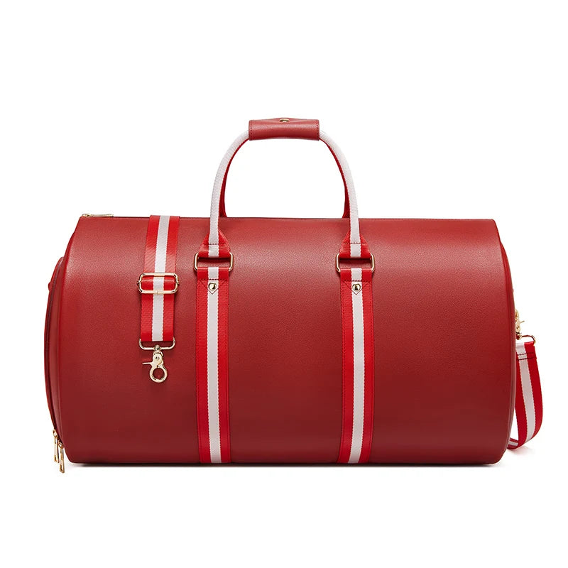 Mingao 233027 Waterproof PU Leather Garment Duffle Bag - Red