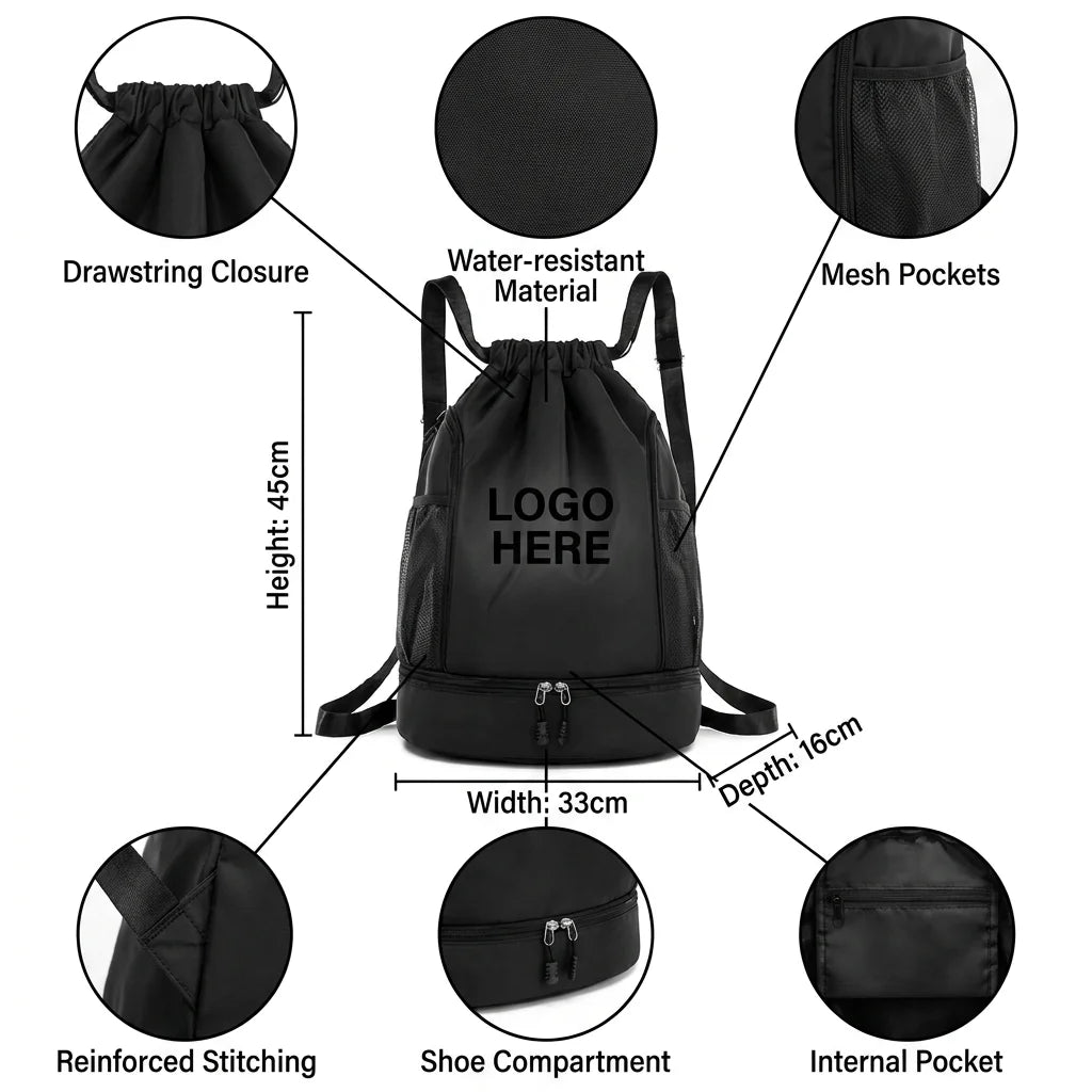 Backper Altair Drawstring Sport Backpack — angle view