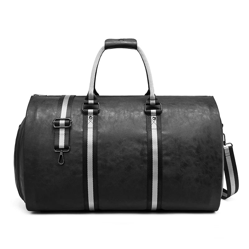 Mingao 233027 Waterproof PU Leather Garment Duffle Bag - Black