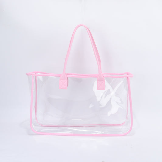 Backper Cetus Clear PVC Beach & Shopping Tote — Baby Pink