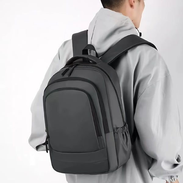 Faux leather laptop day backpack front view