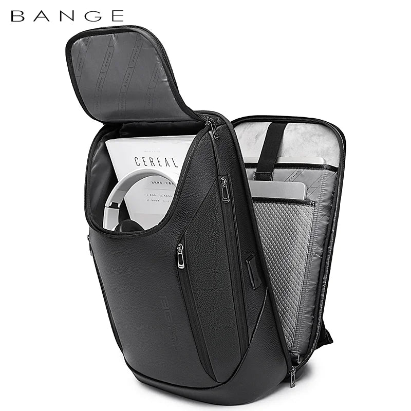 Backper Helix Anti-Theft PU Leather Backpack — back panel