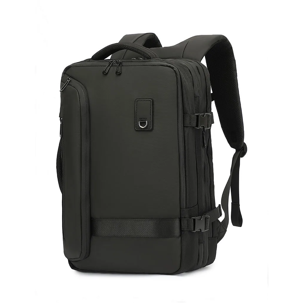 Helene airbag compression travel backpack in black, front