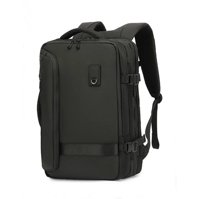 Helene airbag compression travel backpack in black, front