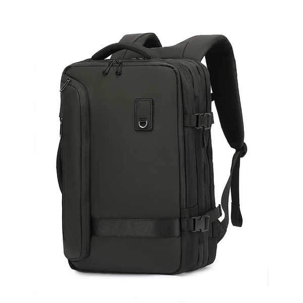 Helene airbag compression travel backpack in black, front