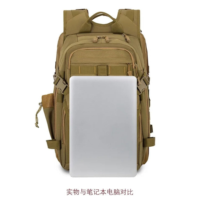 Tactical mountaineering backpack compartment detail