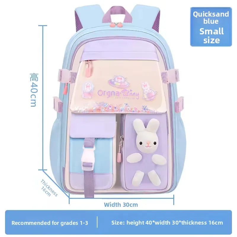 Keman KM-K001 Cartoon Girls School Backpack - blue small size