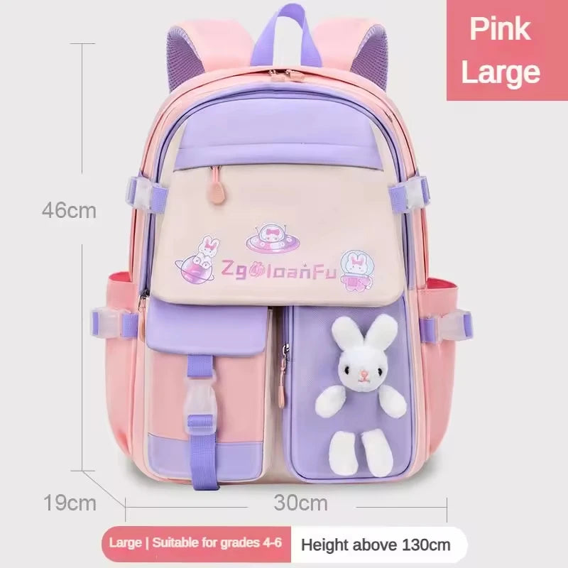 Keman KM-K001 Cartoon Girls School Backpack - pink large size