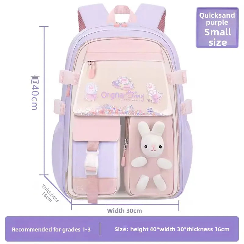 Keman KM-K001 Cartoon Girls School Backpack - Purple small size