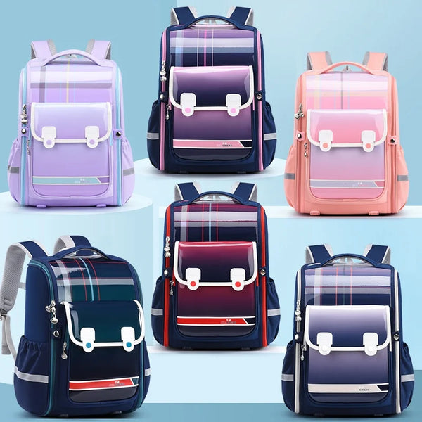 Keman KM-K037 Plaid Kids Waterproof School Backpack 1