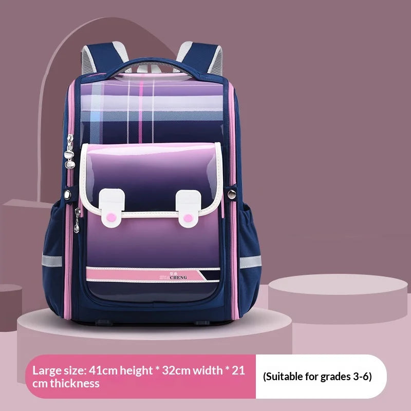 Keman KM-K037 Plaid Kids Waterproof School Backpack 6