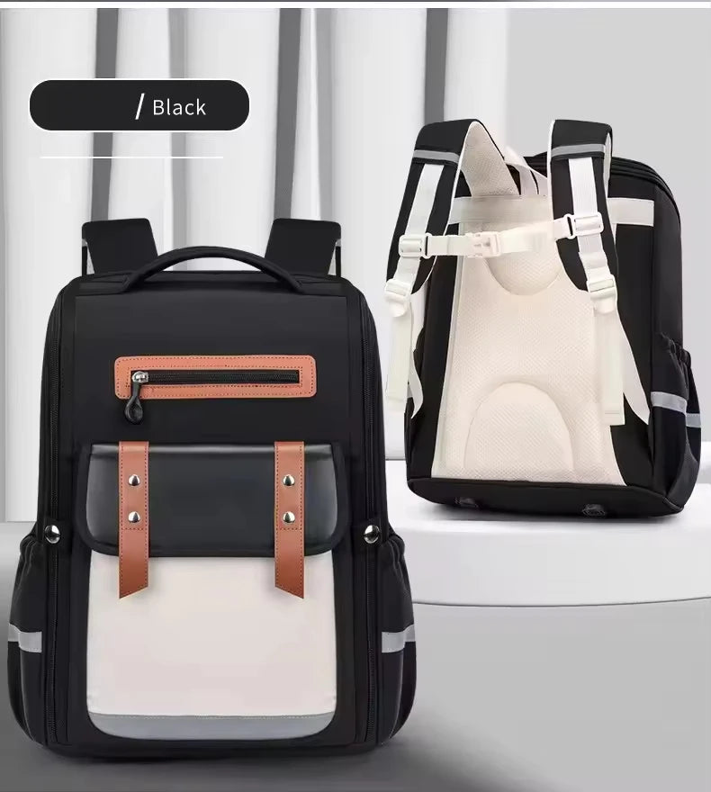 Keman KM-K039 Letter-Print Kids Lightweight School Backpack - Black small