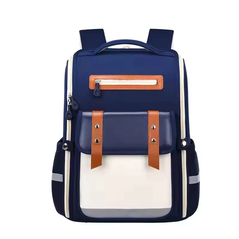 Keman KM-K039 Letter-Print Kids Lightweight School Backpack - Sapphire blue-large