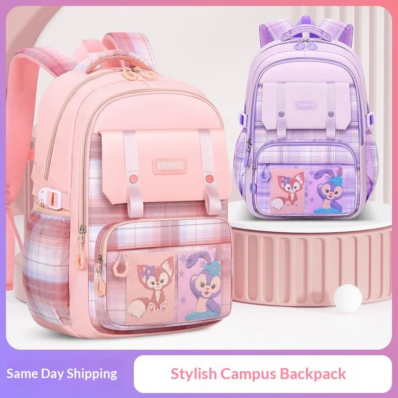 Keman KM-K066 Plaid Girls Lightweight School Backpack 2