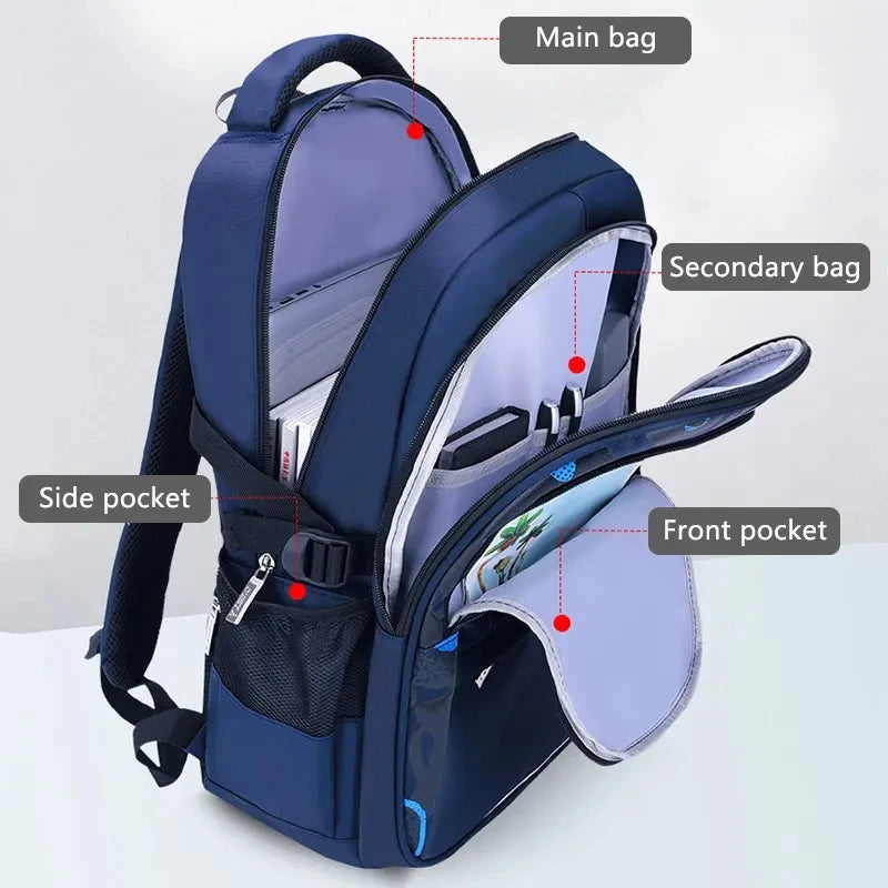 Keman KM-K073 Letter-Print Boys School Backpack 4