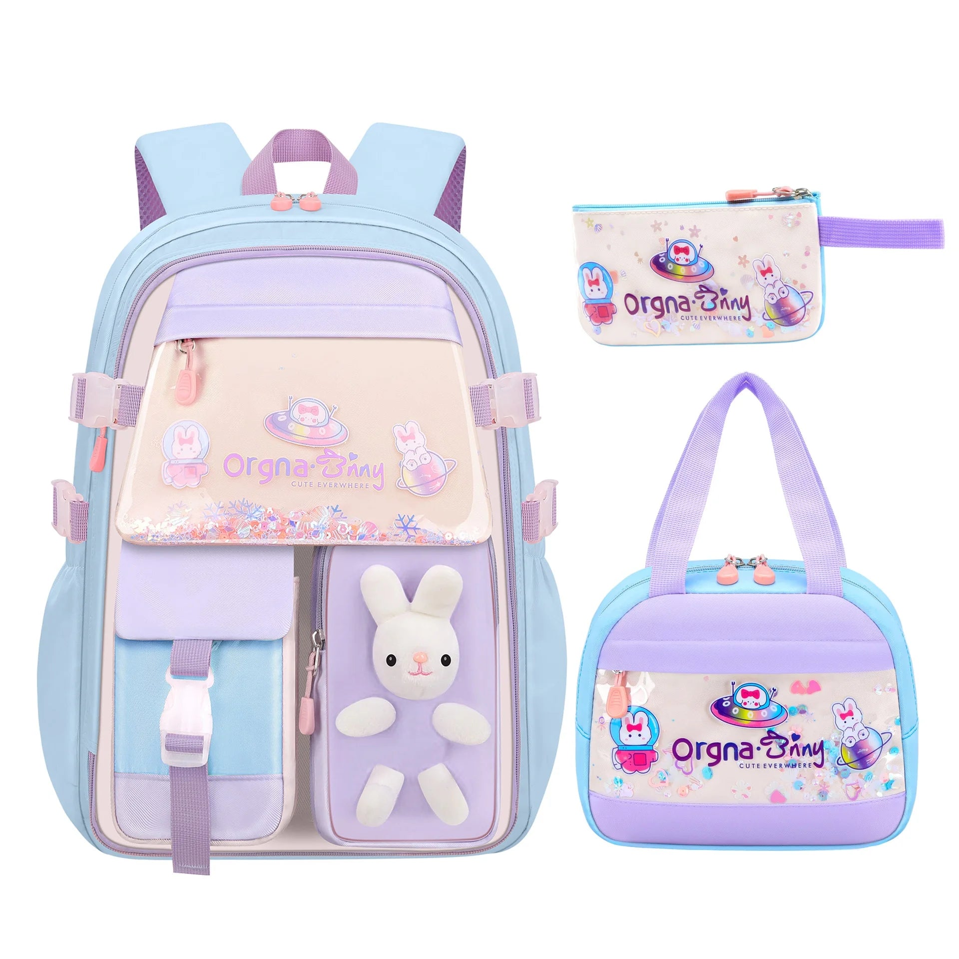 Keman KM-K120 Letter-Print Girls Waterproof School Backpack 5