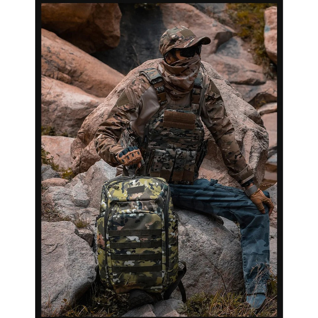 Tactical assault backpack side view