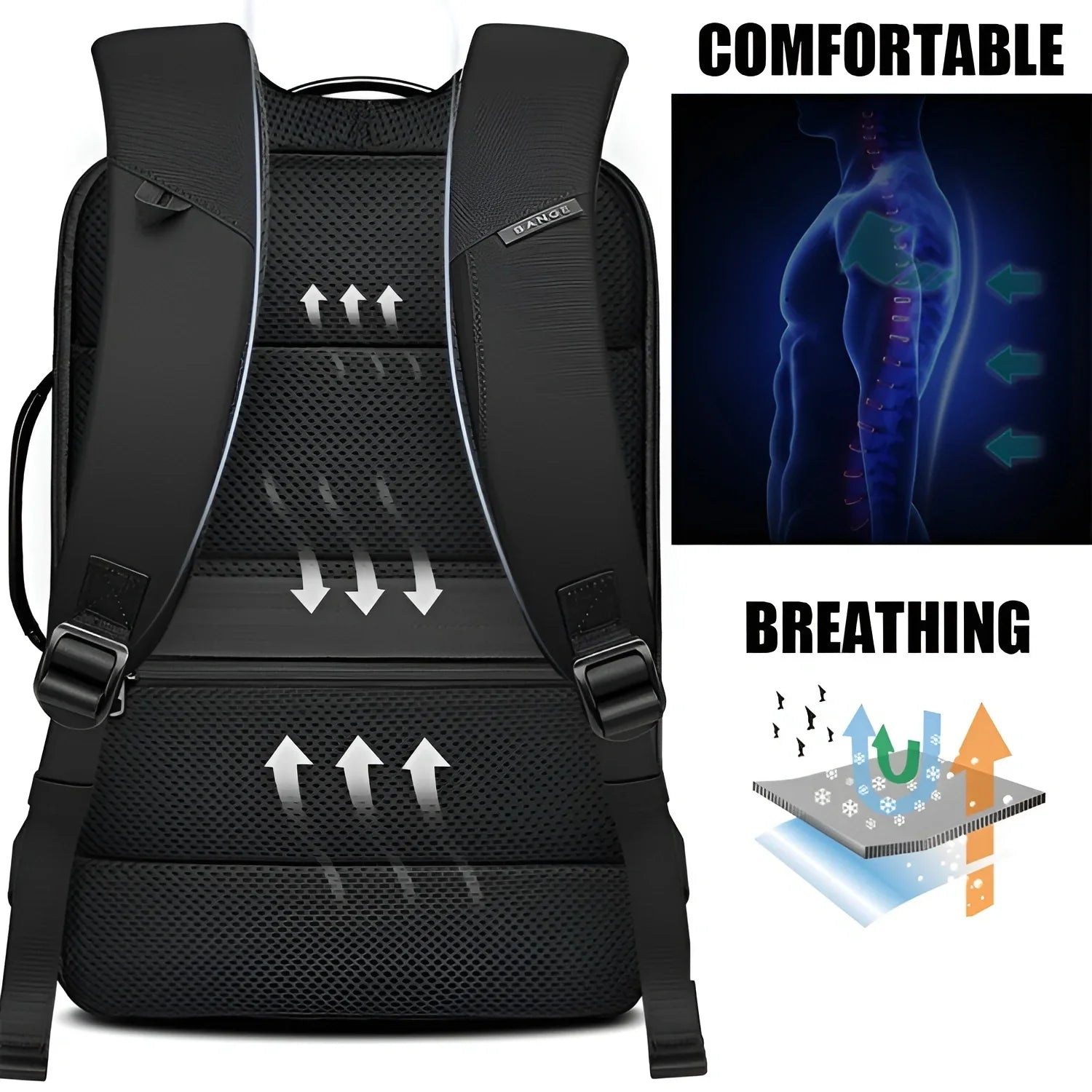 Backper Drift Anti-Theft Polyester Backpack — interior compartment