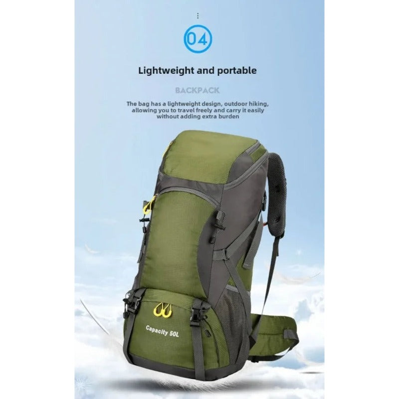 Sporty mountaineering backpack side profile