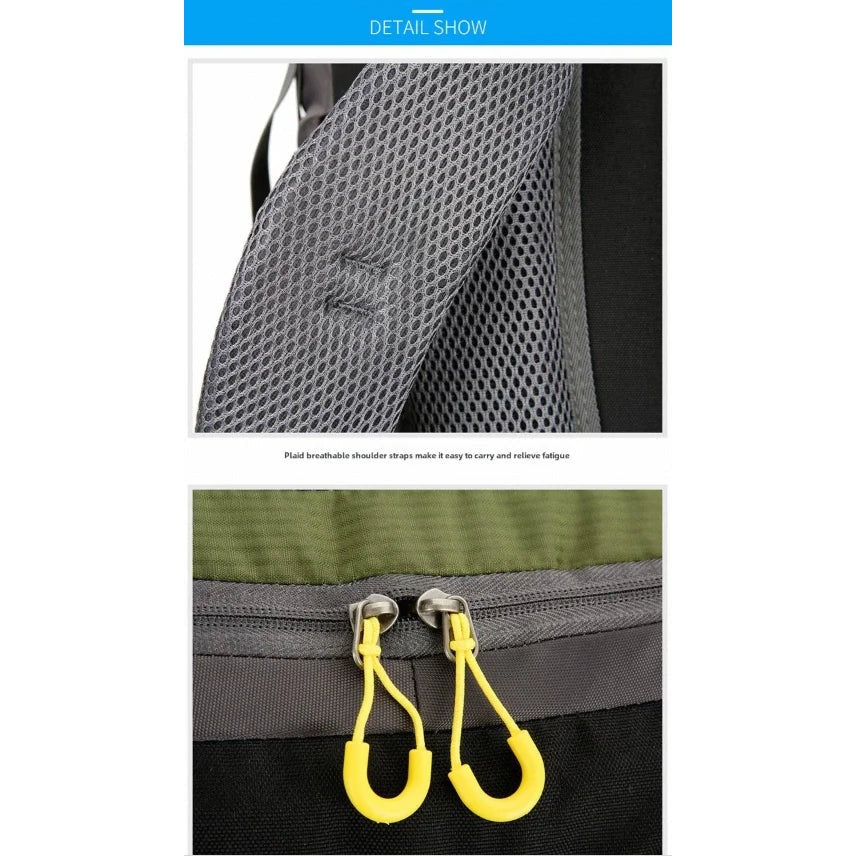 Sporty mountaineering backpack compartment detail