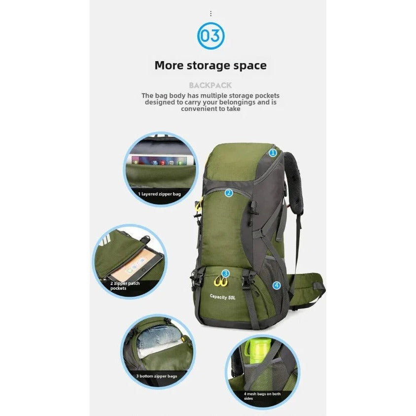 Sporty mountaineering backpack strap detail